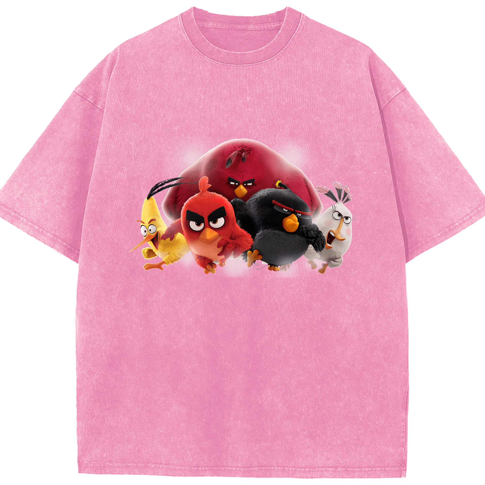 （画像用） Angry Birds アングリーバード 綿100% ヴィンテージ風 半袖Tシャツ（フロントプリント）